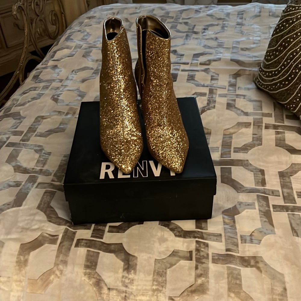 Gold glitter booties